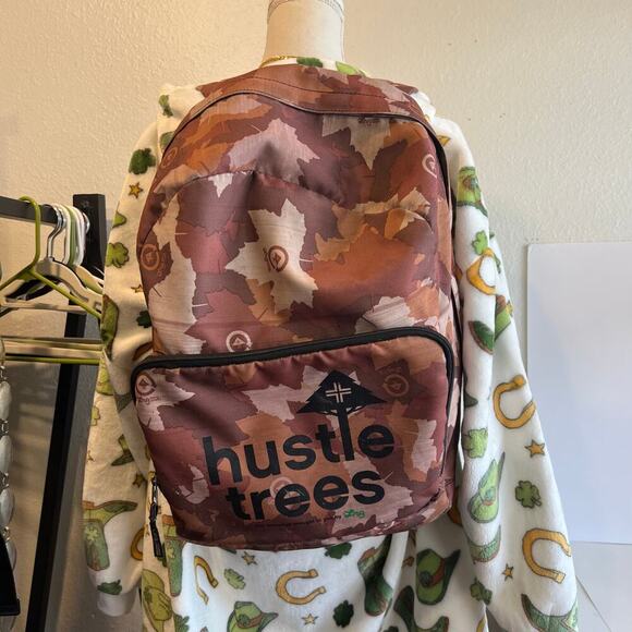 LRG Brown Leaf Print Carry on Lightweight Laptop Large Backpack Unisex - Picture 3 of 16